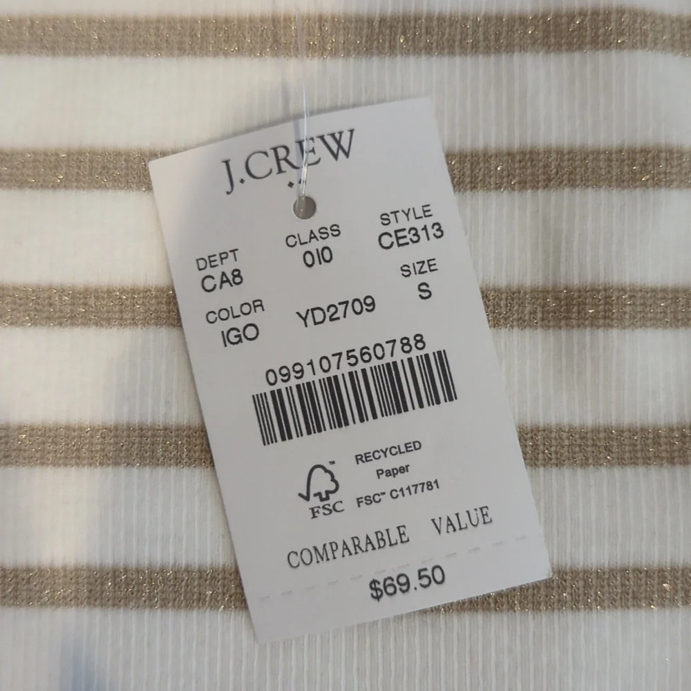 NWT J. Crew Factory Metallic Striped Boatneck Top - Picture 4 of 5